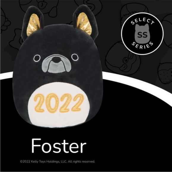 🖤 FOSTER 🐶 Black Bulldog SELECT SERIES 2022 Original Squishmallow Kellytoy NWT - Picture 2 of 3